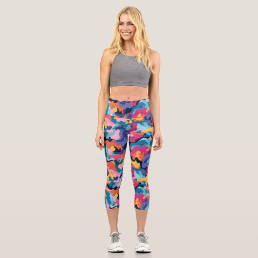 Leggings Capri Camouflage arc-en-ciel (Recto)