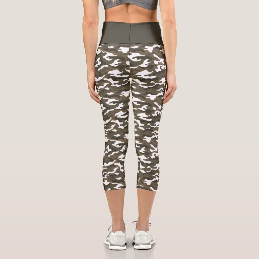 Leggings Capri Camouflage blanc et vert mignon (Verso)