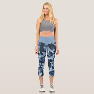 Leggings Capri Camouflage bleu 