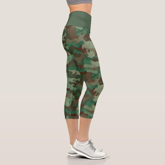 Leggings Capri Camouflage Brown Vert Capris haut taille (Droite)