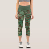 Leggings Capri Camouflage Brown Vert Capris haut taille (Recto)