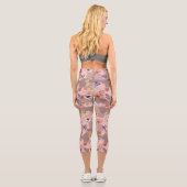 Leggings Capri Camouflage de l'armée de fleurs rose rose (Verso)