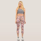 Leggings Capri Camouflage de l'armée de fleurs rose rose (Recto)