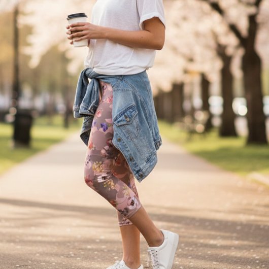 Leggings Capri Camouflage de l'armée de fleurs rose rose