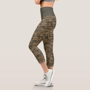 Leggings Capri Camouflage Gray & Tan Camo