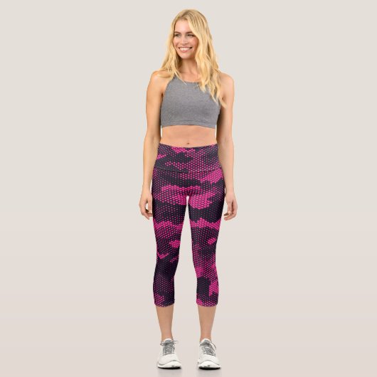 Leggings Capri Camouflage hexagonal, texture militaire arrière -  (Recto)