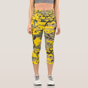 Leggings Capri Camouflage jaune et vert, Militaire, Armée
