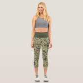 Leggings Capri camouflage militaire vert blanc & gris strié (Recto)