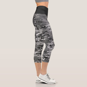 Leggings Capri Camouflage noir gris tendance