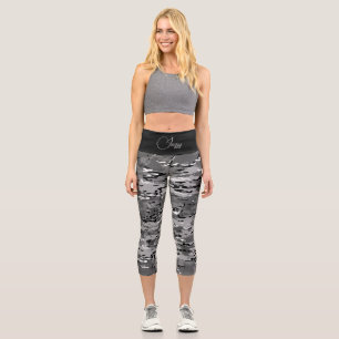 Leggings Capri Camouflage noir gris tendance Personnalisé