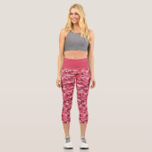 Leggings Capri Camouflage rose Capris haut taille (Recto)