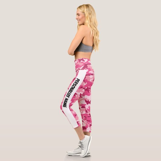 Leggings Capri Camouflage rose doux PERSONNALISER (Gauche)