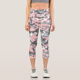 Leggings Capri Camouflage rose et gris, Militaire, Armée