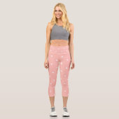 Leggings Capri Cantaloupe Melon et points blancs (Recto)