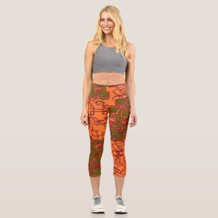 Leggings Capri Capri à haut taille orange