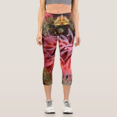 Leggings Capri Capri à haute taille d'anémone rose (Recto)