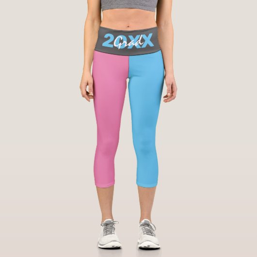 Leggings Capri Capri de graduation moderne rose, bleu et gris (Recto)