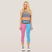 Leggings Capri Capri de graduation moderne rose, bleu et gris (Recto)