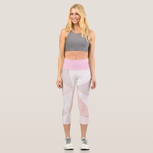 Leggings Capri Capri élégant à taille élevée avec Or Rose unique (Recto)
