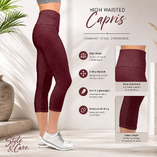 Leggings Capri Capri en velours bordeaux classique ajustement lis