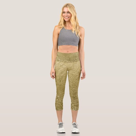Leggings Capri Capri feuille d'or (Recto)