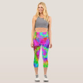 Leggings Capri Capri Haute Taille De Neon Tie Dye Swirl (Recto)