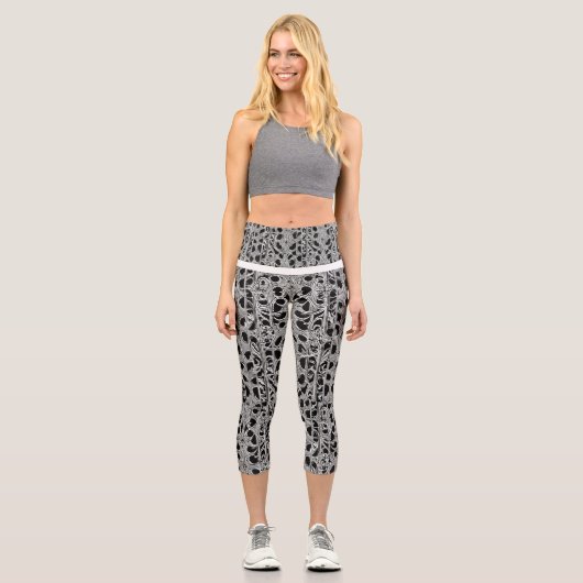 Leggings Capri Capri imprimé haut taille élégant et polyvalent (Recto)
