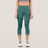 Leggings Capri Capri mi-hauts sarcelle vert paisley MEDIUM (Recto)