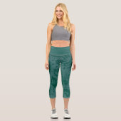 Leggings Capri Capri mi-hauts sarcelle vert paisley MEDIUM (Recto)