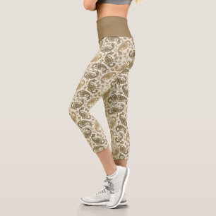 Leggings Capri Capri Motif haute taille beige-Brown