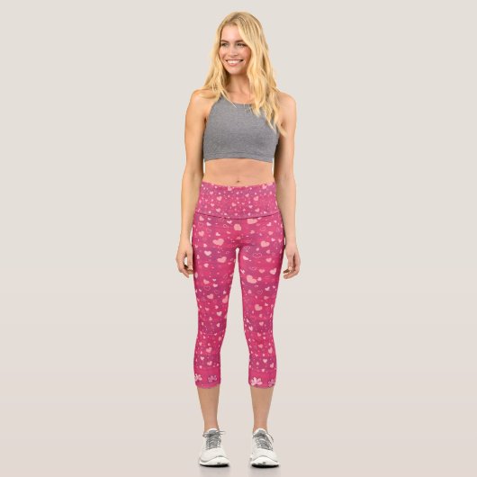 Leggings Capri Capri rose à haute taille (Recto)