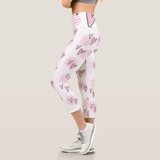 Leggings Capri Capri rose à taille haute à coeurs (Gauche)