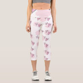 Leggings Capri Capri rose à taille haute à coeurs (Recto)