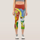 Leggings Capri CAPRI STYLE LEGINGS - "Rythme" - Abstrait + Rouge (Recto)