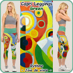 Leggings Capri CAPRI STYLE LEGINGS - "Rythme" - Abstrait   vert<br><div class="desc">Une image artistique abstraite intitulée "Rythme, Joie de vivre" (1912) de Robert Delaunay est présentée sur ces Leggings colorés de style Capri. Disponible en cinq tailles pour femmes (XS, S, M, L, XL). Voir la description "À propos de ce produit" ci-dessous pour des informations générales sur le dimensionnement et le...</div>