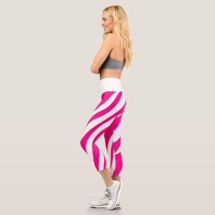 Leggings Capri Capri taille haute léopard rose vif