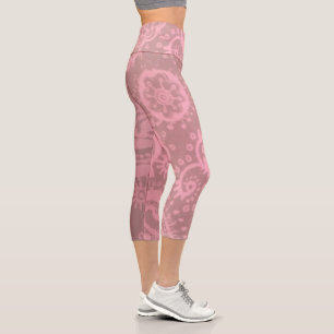 Leggings Capri Capri taille haute rose violet paisley MOYEN