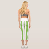 Leggings Capri Capri taille haute vert et blanc rayé (Verso)