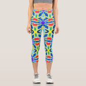 Leggings Capri Capris, A colorful trendy fabric pattern design (Recto)