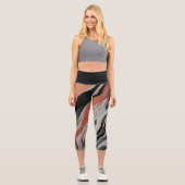 Leggings Capri Capris Abstrait noir et gris haute taille (Recto)