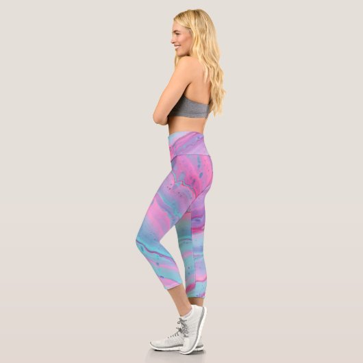 Leggings Capri Capris Abstrait turquoise, Turquoise, Rose (Gauche)