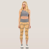 Leggings Capri Capris avec une fille sur la voile en or et noir (Recto)