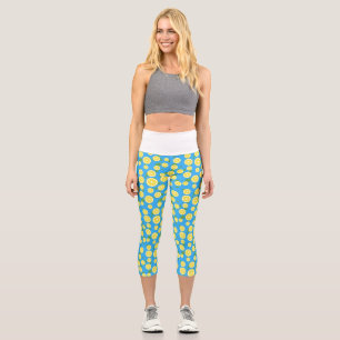 Leggings Capri Capris Bleus Frais à Tranches de Citron Élevés pou