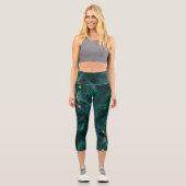 Leggings Capri Capris dans Hunter Green Fern Feuilles et points c (Recto)