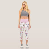 Leggings Capri Capris de vache aux couleurs mélangées taille rose (Recto)