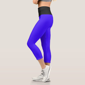Leggings Capri Capris de yoga à taille haute noir indigo vibrant