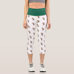Leggings Capri Capris de yoga taille haute, Clown vert bas blanc