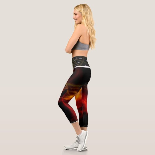 Leggings Capri capris en feu, Capris haut taille (Gauche)