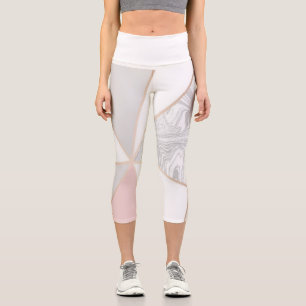 Leggings Capri Capris en or rose haute taille
