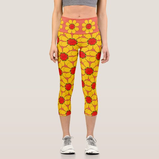 Leggings Capri Capris - Fleurs Jaunes (Recto)